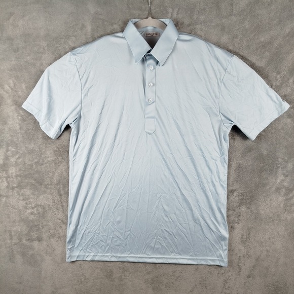 NWOT Collars and Co Collar Polo Golf Shirt Mens Large Light Blue Solid Flat - Picture 2 of 11